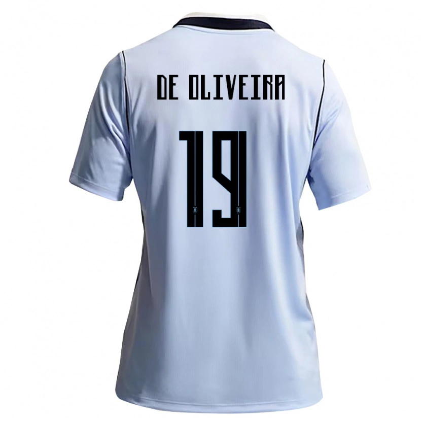 Danxen Dětské Uruguay Emiliano De Oliveira #19 Nebeská Modrá Bílá Domů Hráčské Dresy 26-28 Dres