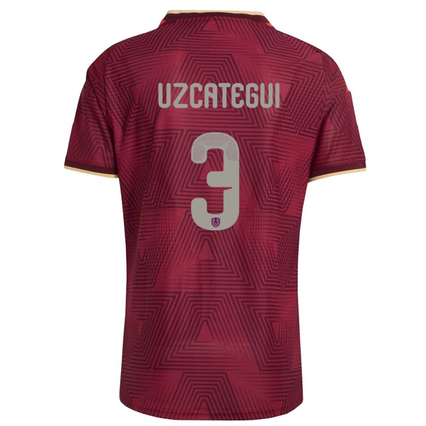 Danxen Dětské Venezuela Rafael Uzcátegui #3 Vínová Zlatá Žlutá Domů Hráčské Dresy 26-28 Dres