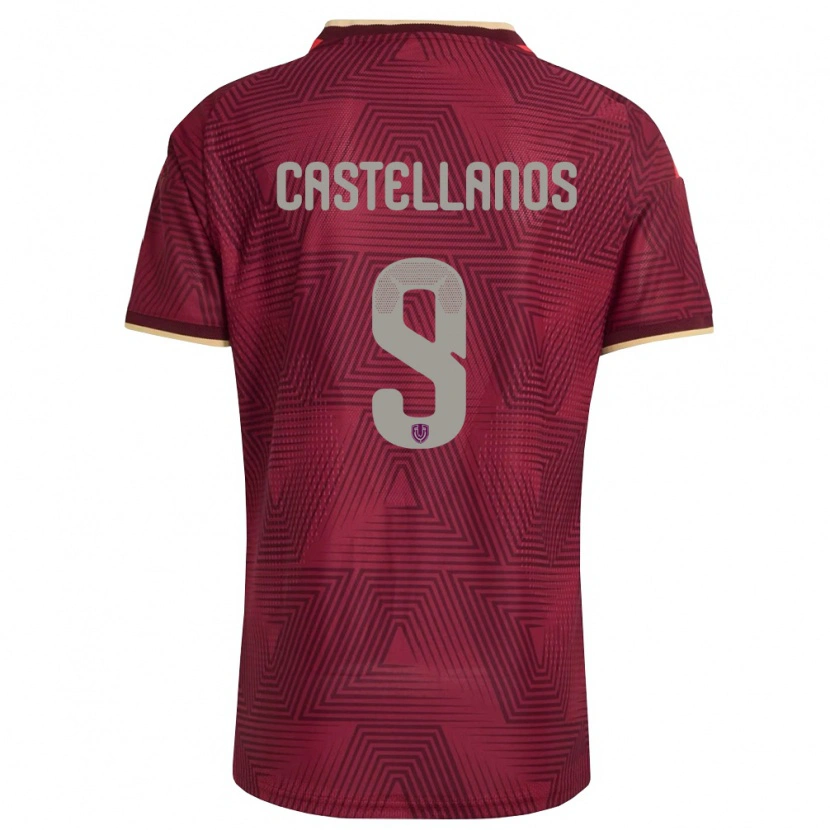 Danxen Dětské Venezuela Deyna Castellanos #9 Vínová Zlatá Žlutá Domů Hráčské Dresy 26-28 Dres