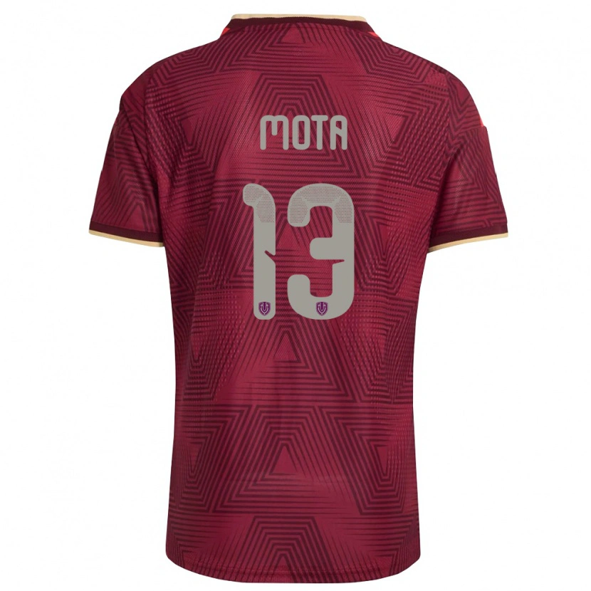 Danxen Dětské Venezuela Angel Mota #13 Vínová Zlatá Žlutá Domů Hráčské Dresy 26-28 Dres