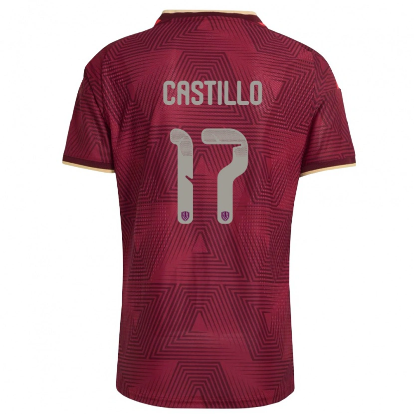 Danxen Dětské Venezuela Edson Castillo #17 Vínová Zlatá Žlutá Domů Hráčské Dresy 26-28 Dres