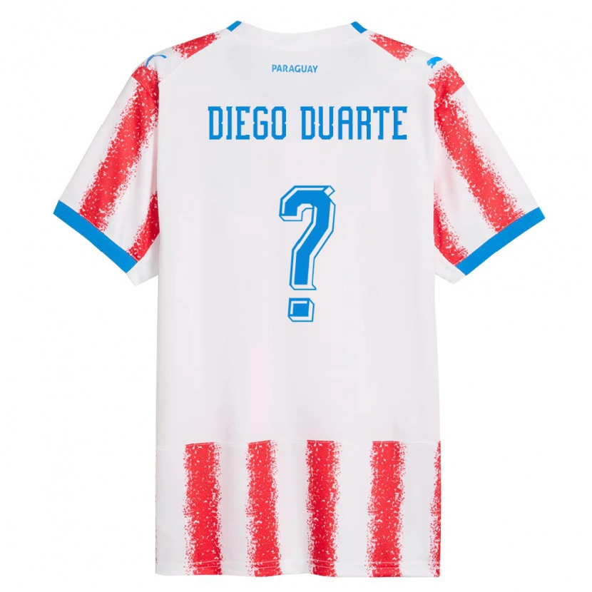 Danxen Dětské Paraguay Diego Duarte #0 Bílá Červená Modrá Domů Hráčské Dresy 26-28 Dres