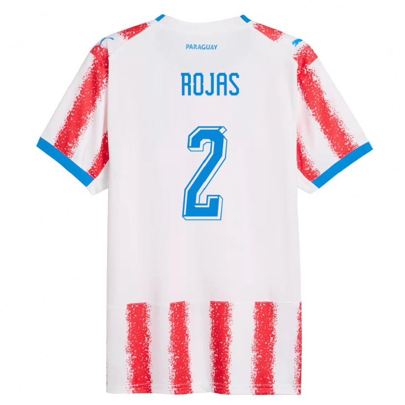 Danxen Dětské Paraguay Robert Rojas #2 Bílá Červená Modrá Domů Hráčské Dresy 26-28 Dres