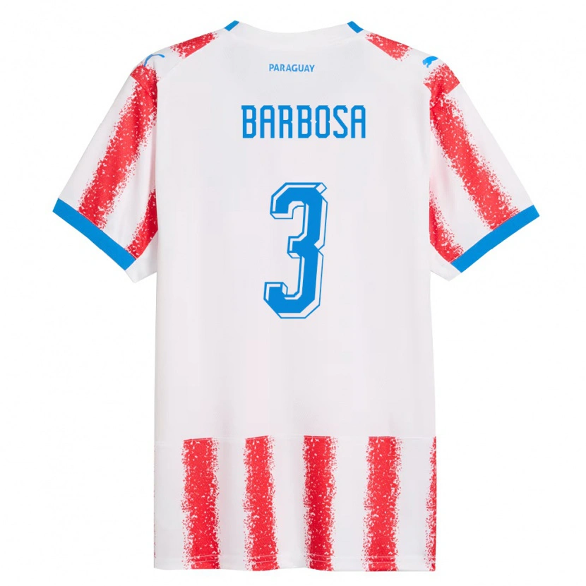 Danxen Dětské Paraguay Camila Barbosa #3 Bílá Červená Modrá Domů Hráčské Dresy 26-28 Dres
