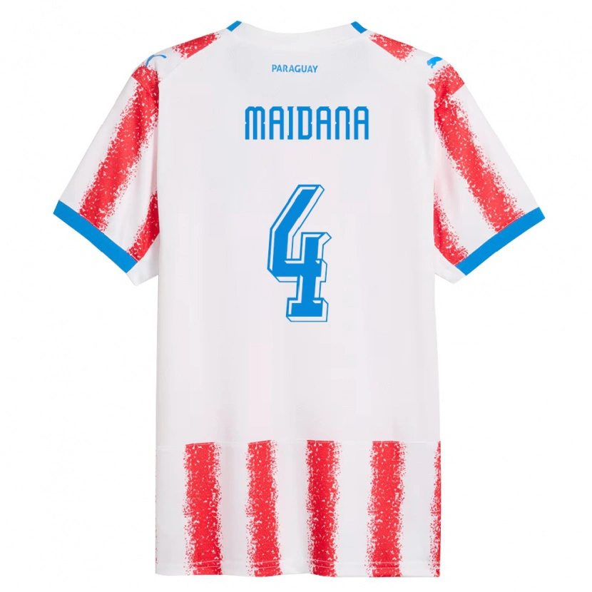 Danxen Dětské Paraguay Alexandro Maidana #4 Bílá Červená Modrá Domů Hráčské Dresy 26-28 Dres