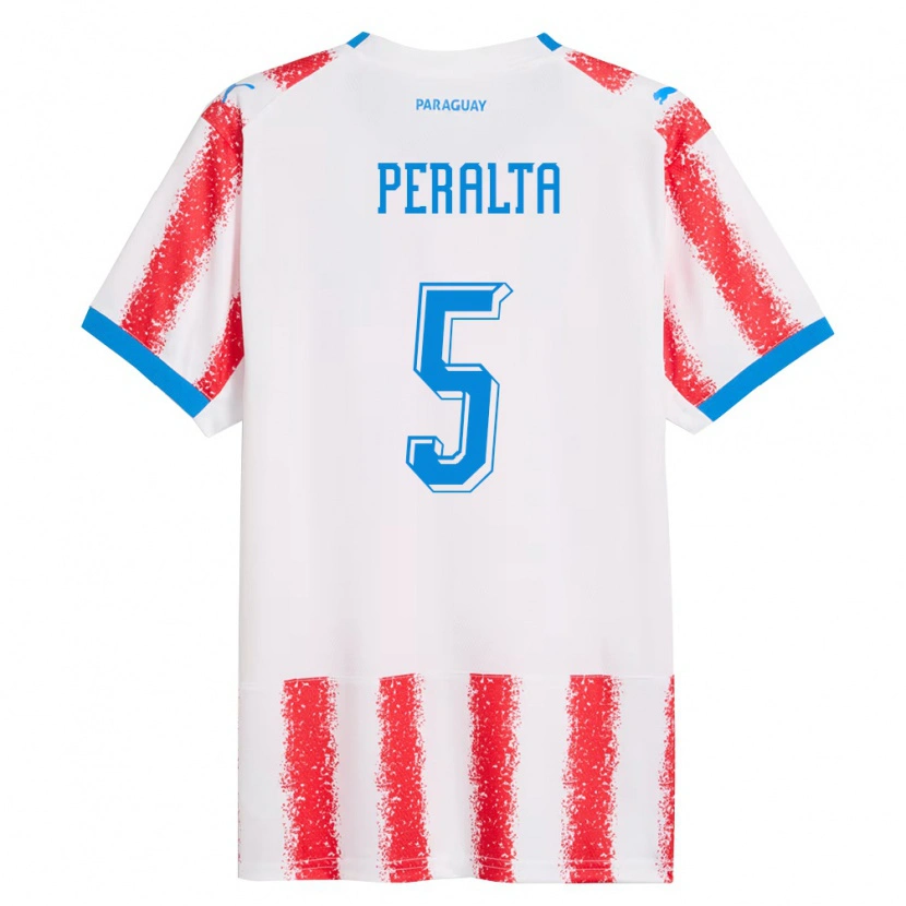 Danxen Dětské Paraguay Ronaldo Peralta #5 Bílá Červená Modrá Domů Hráčské Dresy 26-28 Dres