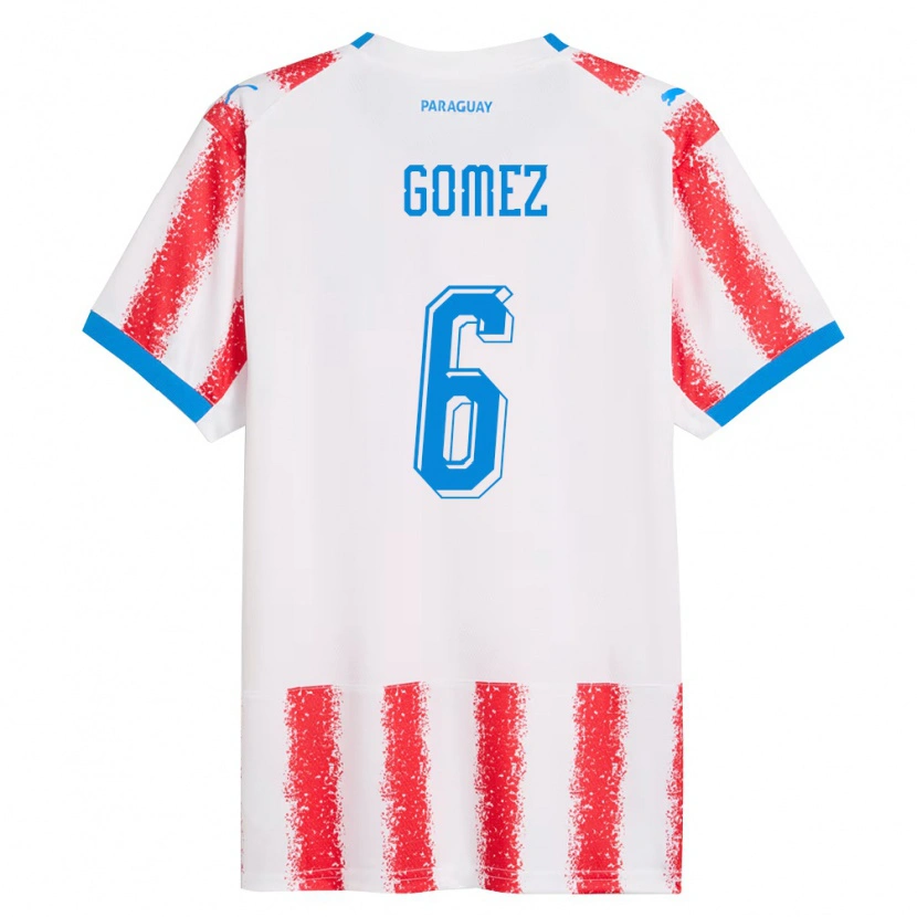 Danxen Dětské Paraguay Marcos Gómez #6 Bílá Červená Modrá Domů Hráčské Dresy 26-28 Dres