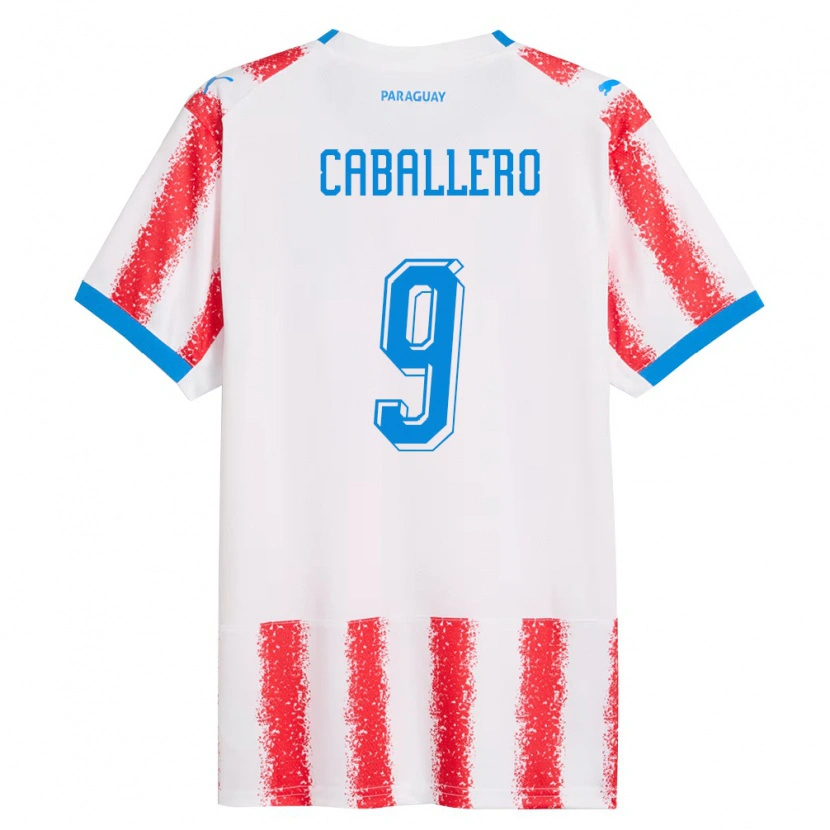 Danxen Dětské Paraguay Tiago Caballero #9 Bílá Červená Modrá Domů Hráčské Dresy 26-28 Dres