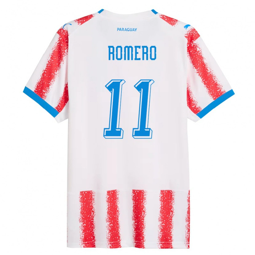 Danxen Dětské Paraguay Ángel Romero #11 Bílá Červená Modrá Domů Hráčské Dresy 26-28 Dres
