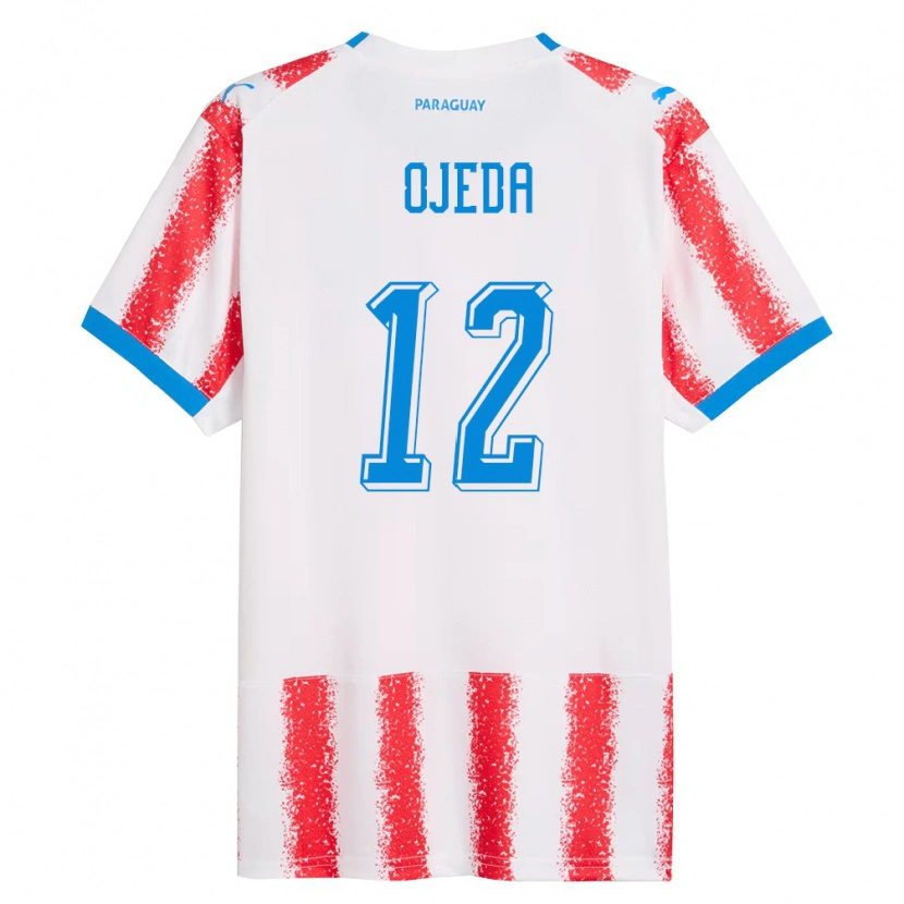 Danxen Dětské Paraguay Francisco Ojeda #12 Bílá Červená Modrá Domů Hráčské Dresy 26-28 Dres