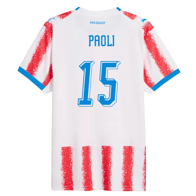 Danxen Dětské Paraguay Gadiel Paoli #15 Bílá Červená Modrá Domů Hráčské Dresy 26-28 Dres