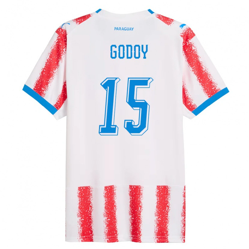 Danxen Dětské Paraguay Fanny Godoy #15 Bílá Červená Modrá Domů Hráčské Dresy 26-28 Dres