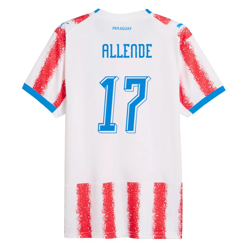 Danxen Dětské Paraguay Félix Allende #17 Bílá Červená Modrá Domů Hráčské Dresy 26-28 Dres