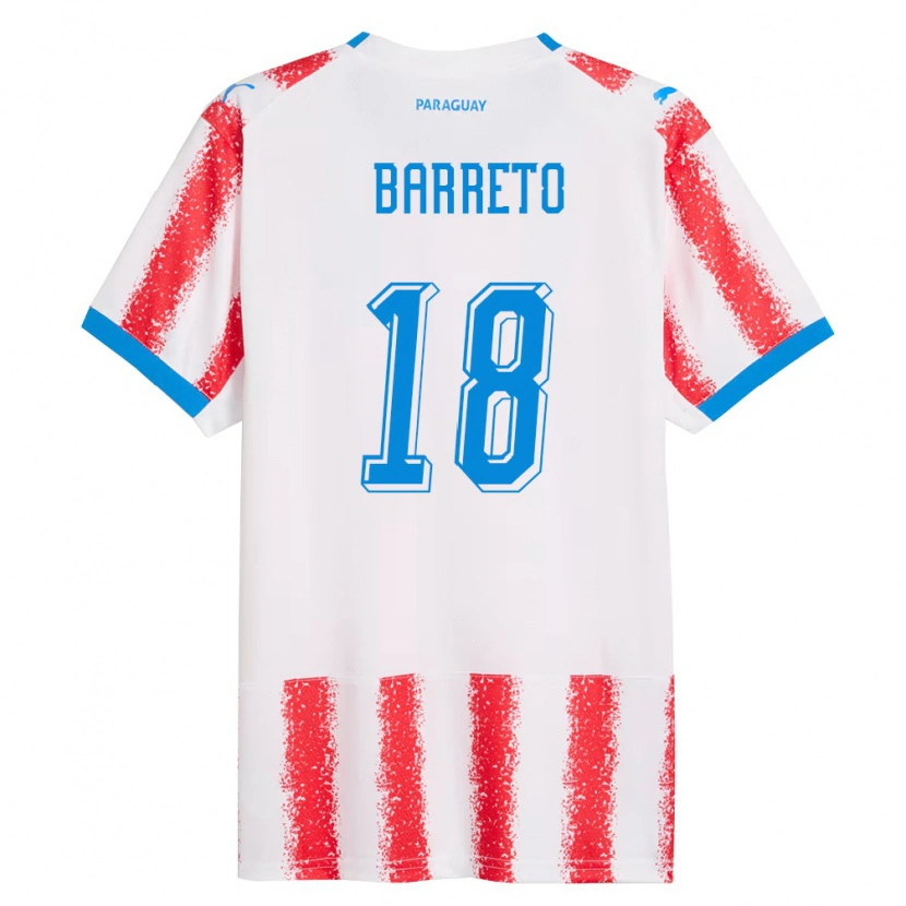 Danxen Dětské Paraguay Liz Barreto #18 Bílá Červená Modrá Domů Hráčské Dresy 26-28 Dres