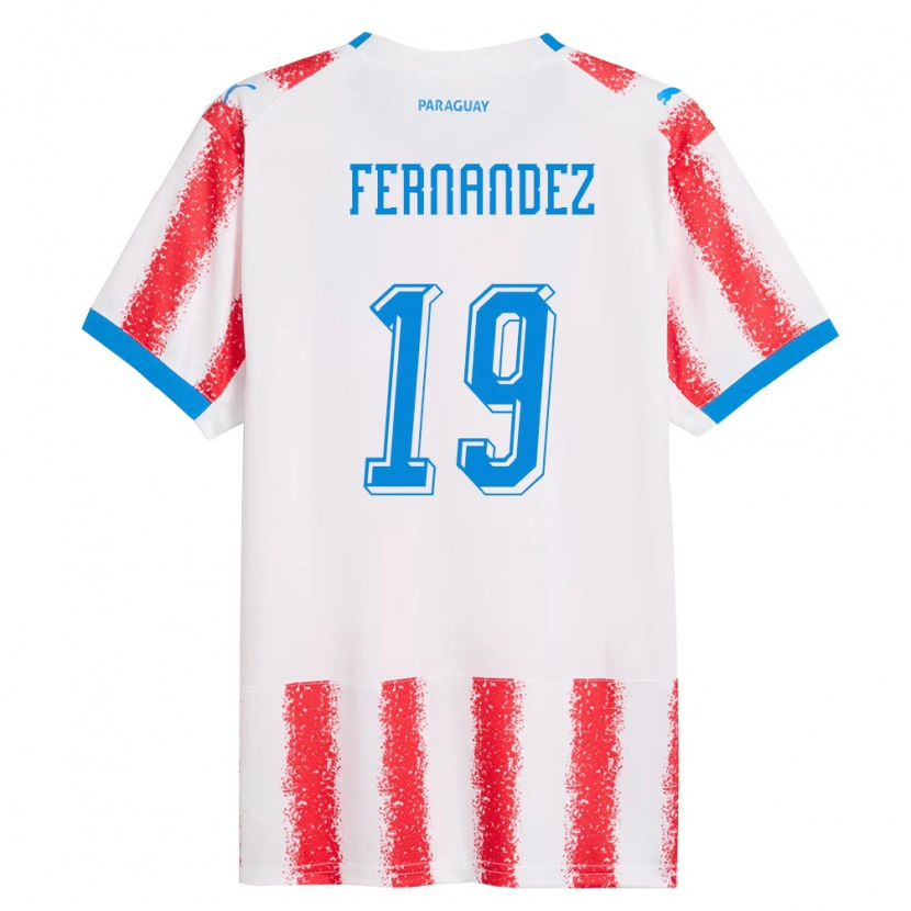Danxen Dětské Paraguay David Fernández #19 Bílá Červená Modrá Domů Hráčské Dresy 26-28 Dres