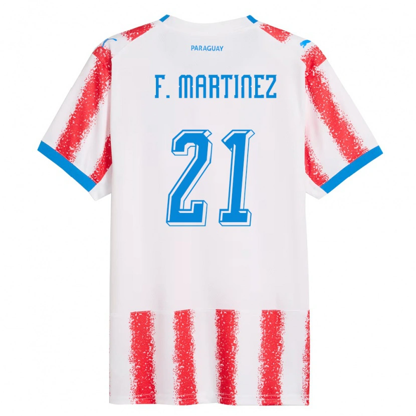 Danxen Dětské Paraguay Fiorela Martínez #21 Bílá Červená Modrá Domů Hráčské Dresy 26-28 Dres