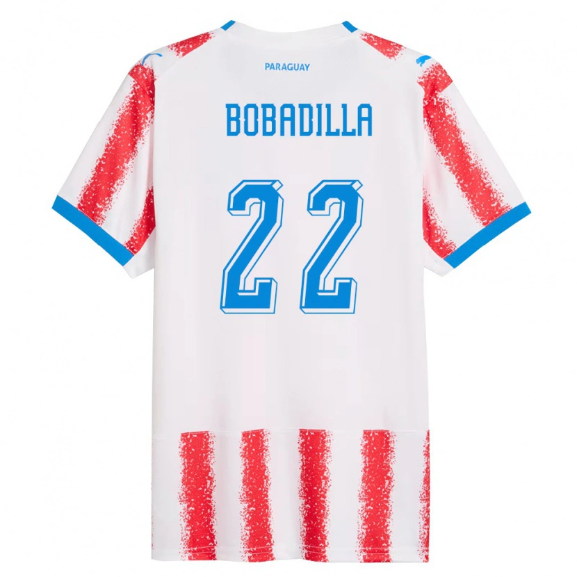 Danxen Dětské Paraguay Dylan Bobadilla #22 Bílá Červená Modrá Domů Hráčské Dresy 26-28 Dres