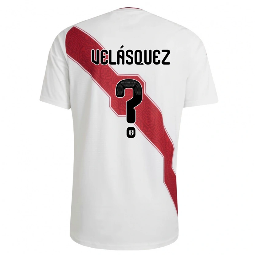 Danxen Dětské Peru Alberto Velásquez #0 Bílá Červená Černá Domů Hráčské Dresy 26-28 Dres
