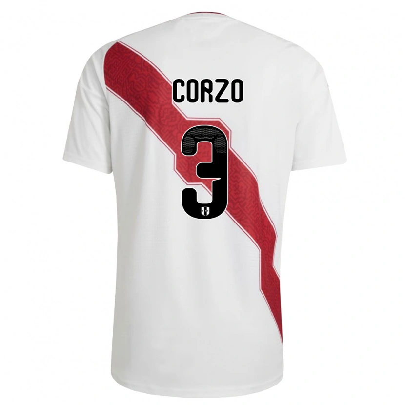 Danxen Dětské Peru Aldo Corzo #3 Bílá Červená Černá Domů Hráčské Dresy 26-28 Dres