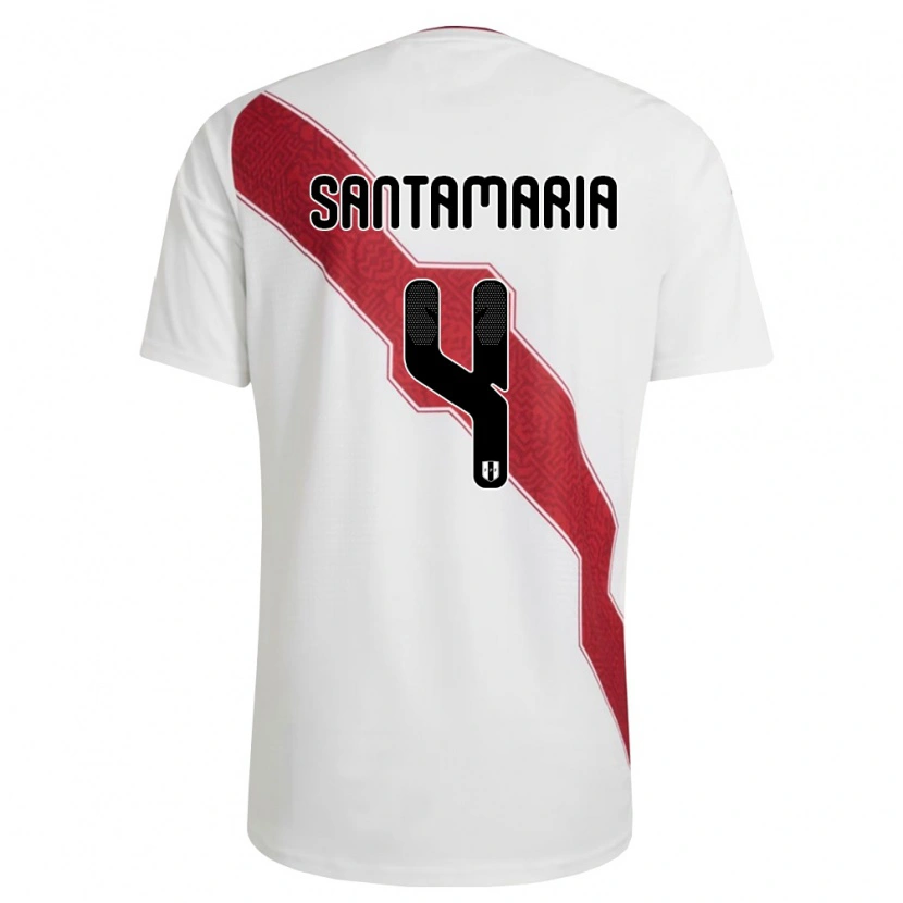 Danxen Dětské Peru Anderson Santamaría #4 Bílá Červená Černá Domů Hráčské Dresy 26-28 Dres