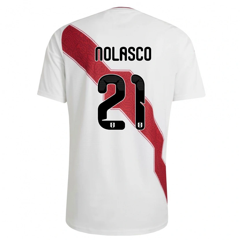 Danxen Dětské Peru Jeferson Nolasco #21 Bílá Červená Černá Domů Hráčské Dresy 26-28 Dres
