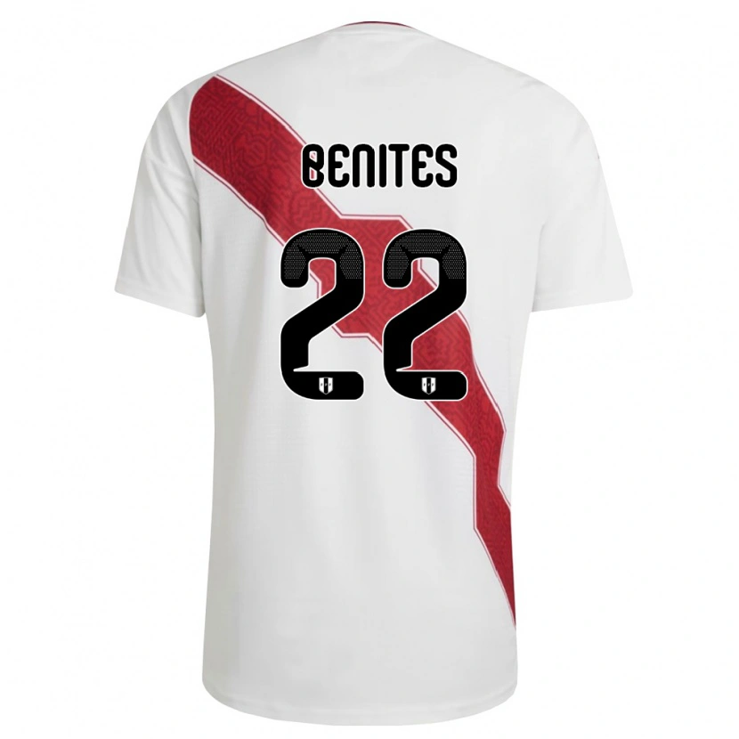 Danxen Dětské Peru Jahil Benites #22 Bílá Červená Černá Domů Hráčské Dresy 26-28 Dres