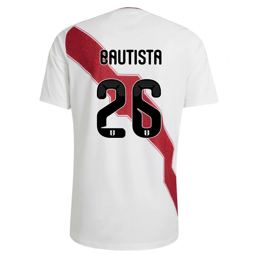 Danxen Dětské Peru César Bautista #26 Bílá Červená Černá Domů Hráčské Dresy 26-28 Dres