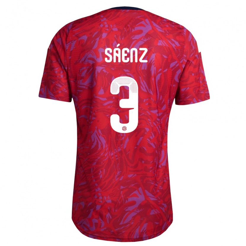 Danxen Dětské Kostarika Sleiner Sáenz #3 Červená Fialová Námořnická Domů Hráčské Dresy 26-28 Dres