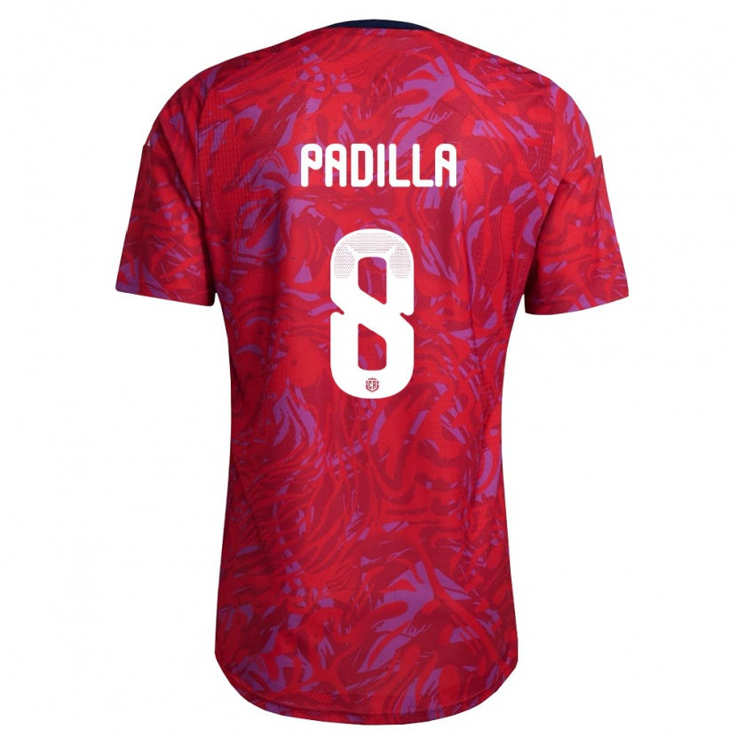 Danxen Dětské Kostarika Sebastián Padilla #8 Červená Fialová Námořnická Domů Hráčské Dresy 26-28 Dres