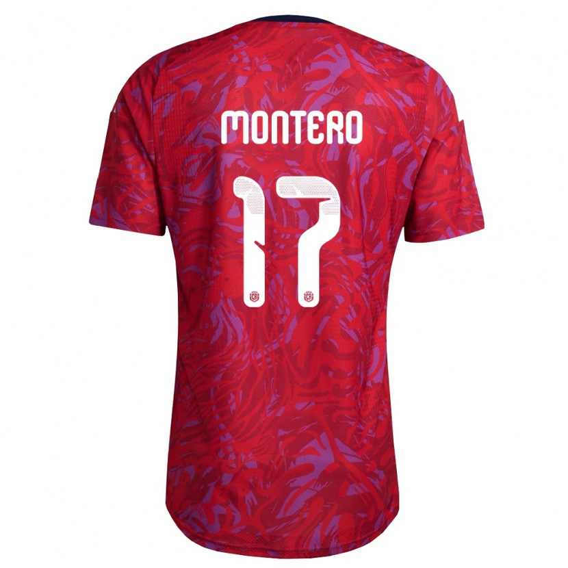 Danxen Dětské Kostarika Michelle Montero #17 Červená Fialová Námořnická Domů Hráčské Dresy 26-28 Dres