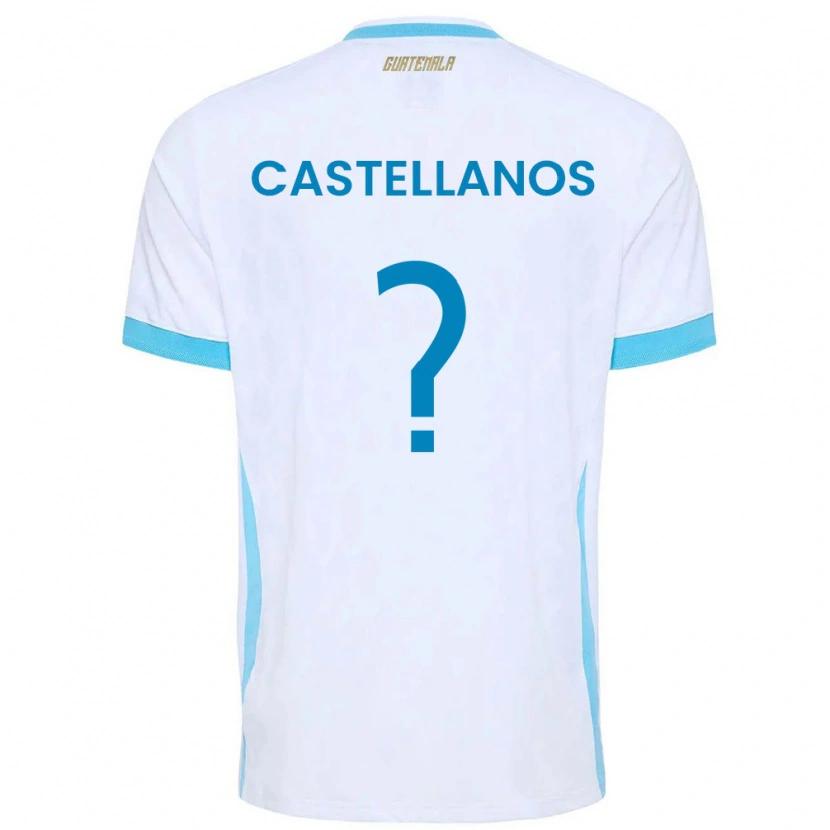 Danxen Dětské Guatemala Jezmin Castellanos #0 Bílá Nebeská Modrá Zlatá Domů Hráčské Dresy 26-28 Dres