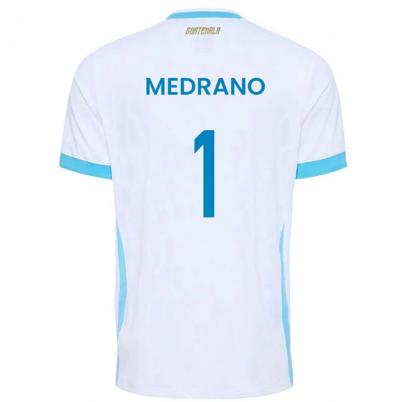 Danxen Dětské Guatemala Alvaro Medrano #1 Bílá Nebeská Modrá Zlatá Domů Hráčské Dresy 26-28 Dres