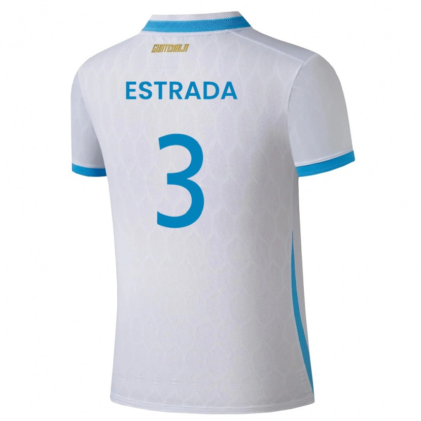 Danxen Dětské Guatemala Carlos Estrada #3 Bílá Nebeská Modrá Zlatá Domů Hráčské Dresy 26-28 Dres
