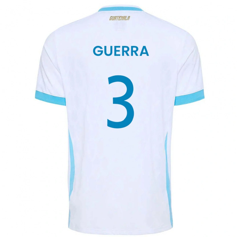 Danxen Dětské Guatemala Brayan Guerra #3 Bílá Nebeská Modrá Zlatá Domů Hráčské Dresy 26-28 Dres