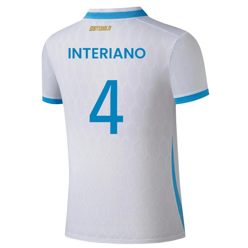 Danxen Dětské Guatemala Jeffrey Interiano #4 Bílá Nebeská Modrá Zlatá Domů Hráčské Dresy 26-28 Dres