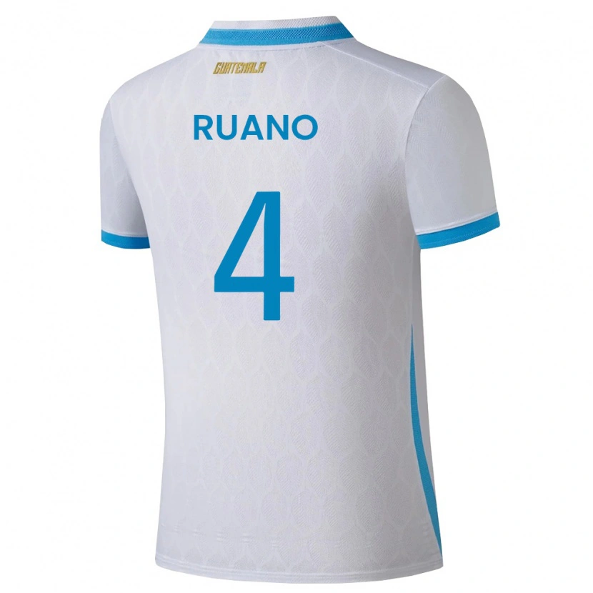 Danxen Dětské Guatemala Michelle Ruano #4 Bílá Nebeská Modrá Zlatá Domů Hráčské Dresy 26-28 Dres
