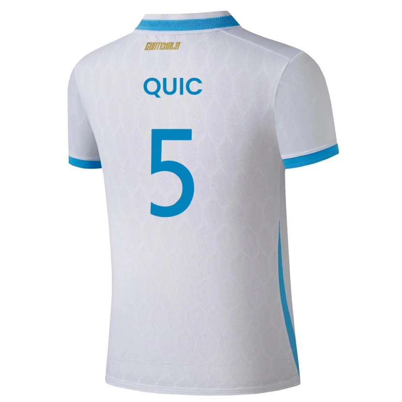 Danxen Dětské Guatemala Matthew Quic #5 Bílá Nebeská Modrá Zlatá Domů Hráčské Dresy 26-28 Dres