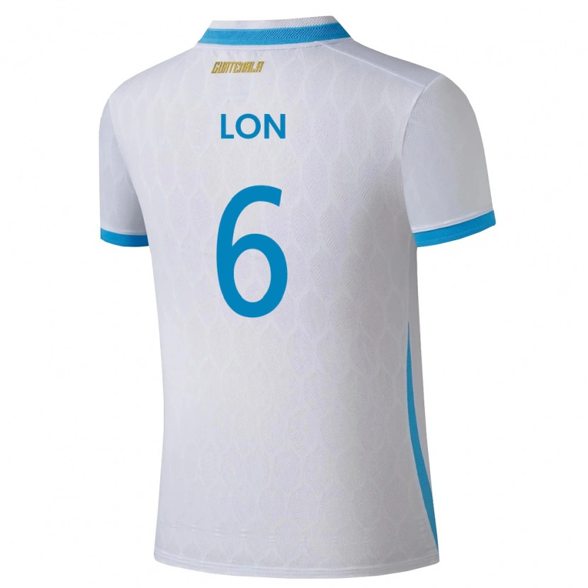 Danxen Dětské Guatemala Ariel Lon #6 Bílá Nebeská Modrá Zlatá Domů Hráčské Dresy 26-28 Dres