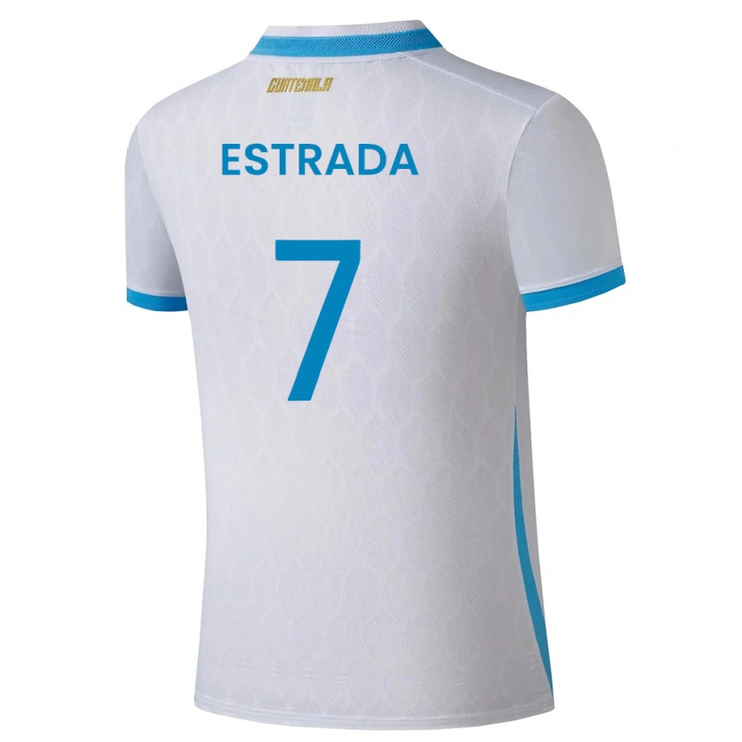 Danxen Dětské Guatemala Javier Estrada #7 Bílá Nebeská Modrá Zlatá Domů Hráčské Dresy 26-28 Dres