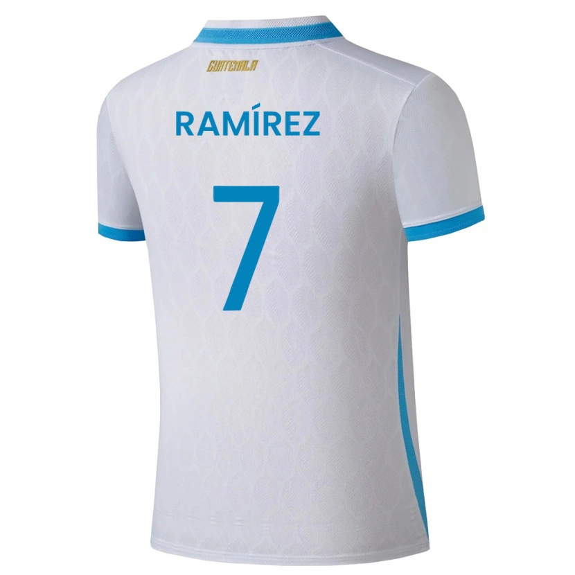 Danxen Dětské Guatemala Leslie Ramírez #7 Bílá Nebeská Modrá Zlatá Domů Hráčské Dresy 26-28 Dres