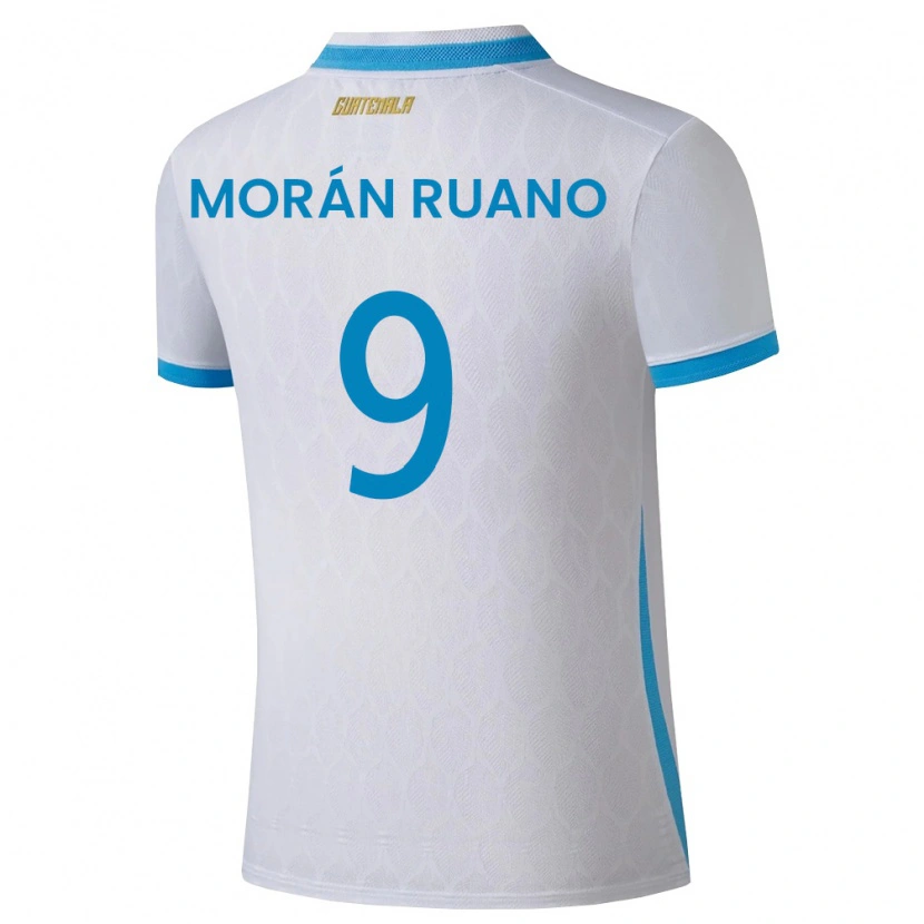 Danxen Dětské Guatemala Sebastian Morán Ruano #9 Bílá Nebeská Modrá Zlatá Domů Hráčské Dresy 26-28 Dres