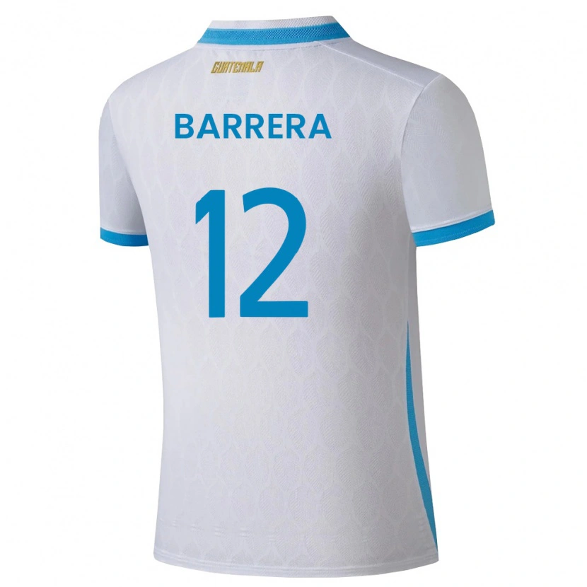 Danxen Dětské Guatemala Rogelio Barrera #12 Bílá Nebeská Modrá Zlatá Domů Hráčské Dresy 26-28 Dres