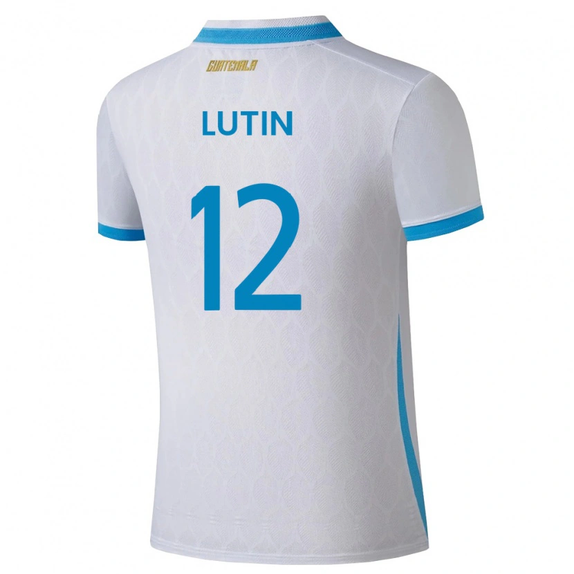 Danxen Dětské Guatemala John Lutin #12 Bílá Nebeská Modrá Zlatá Domů Hráčské Dresy 26-28 Dres