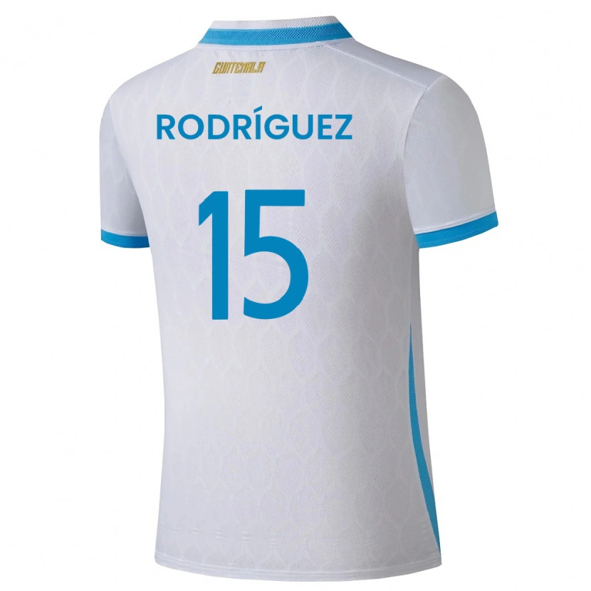 Danxen Dětské Guatemala Jared Rodríguez #15 Bílá Nebeská Modrá Zlatá Domů Hráčské Dresy 26-28 Dres
