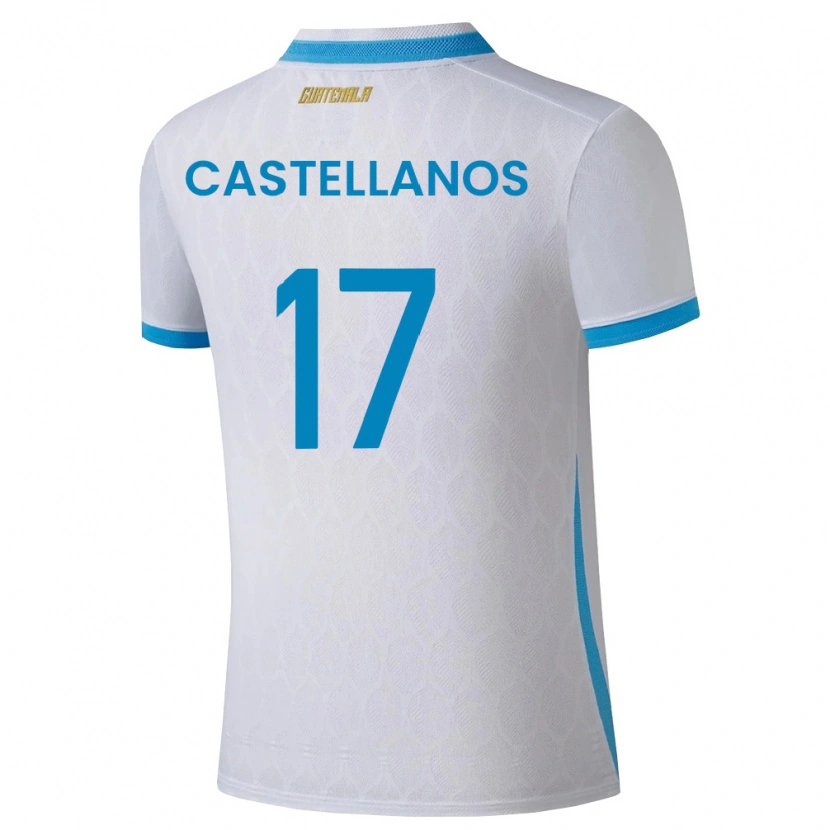 Danxen Dětské Guatemala Óscar Castellanos #17 Bílá Nebeská Modrá Zlatá Domů Hráčské Dresy 26-28 Dres