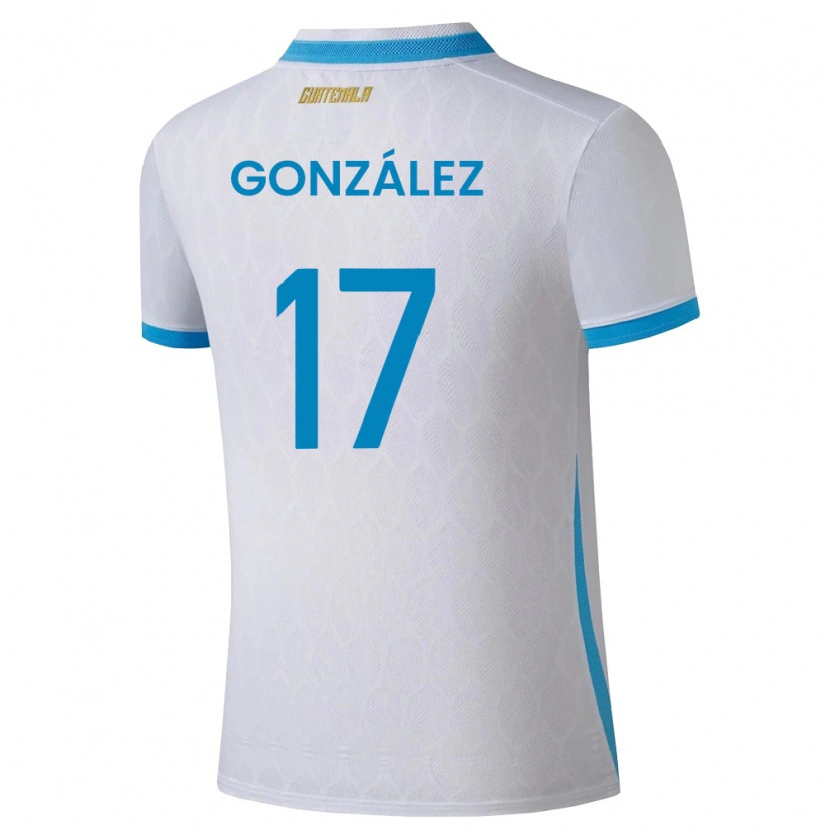 Danxen Dětské Guatemala Jeffrey González #17 Bílá Nebeská Modrá Zlatá Domů Hráčské Dresy 26-28 Dres