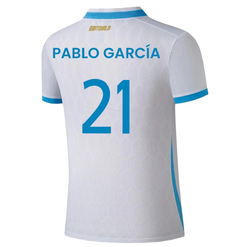 Danxen Dětské Guatemala José Pablo García #21 Bílá Nebeská Modrá Zlatá Domů Hráčské Dresy 26-28 Dres