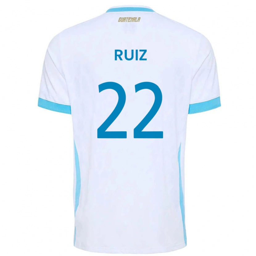Danxen Dětské Guatemala Kevin Ruiz #22 Bílá Nebeská Modrá Zlatá Domů Hráčské Dresy 26-28 Dres