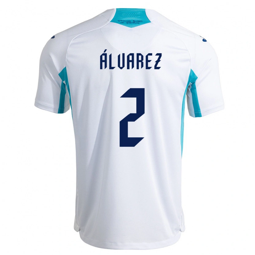 Danxen Dětské Honduras Kevin Álvarez #2 Bílá Modrá Nebeská Modrá Domů Hráčské Dresy 26-28 Dres