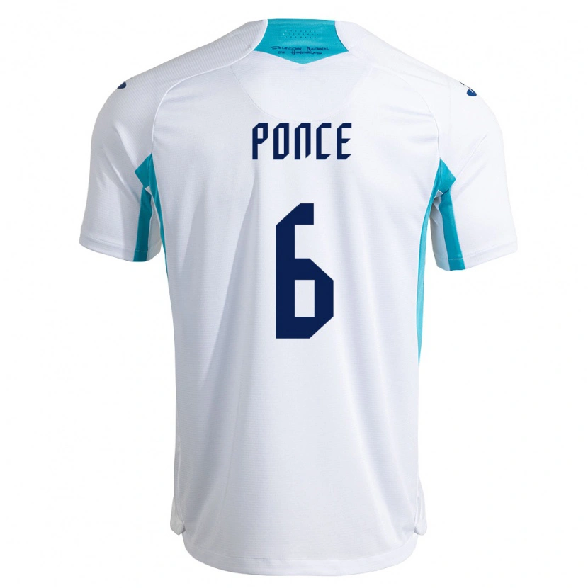 Danxen Dětské Honduras Justin Ponce #6 Bílá Modrá Nebeská Modrá Domů Hráčské Dresy 26-28 Dres